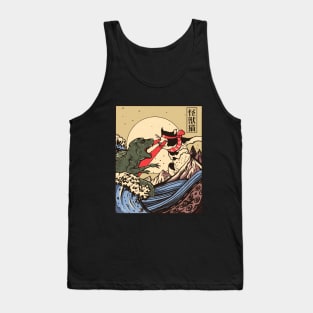 Ukiyo-e Catzilla Samurai versus Giant Kaiju Reptile Movie poster parody Tank Top